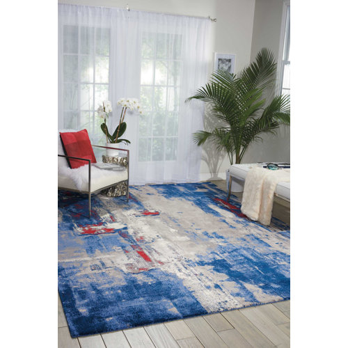 Wrought Studio Haseltine Abstract Blue/Red Area Rug Wayfair
